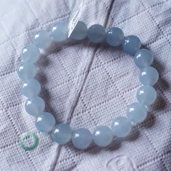 Blue-Lavender Mist Jelly Beads — Translucent 10mm Jadeite Bracelet