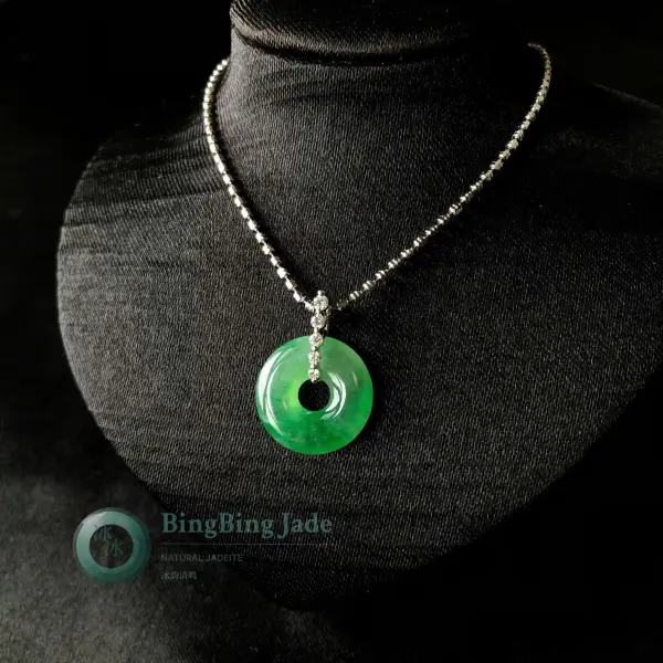 Vivid Green Donut Pendant with Diamond Bail
