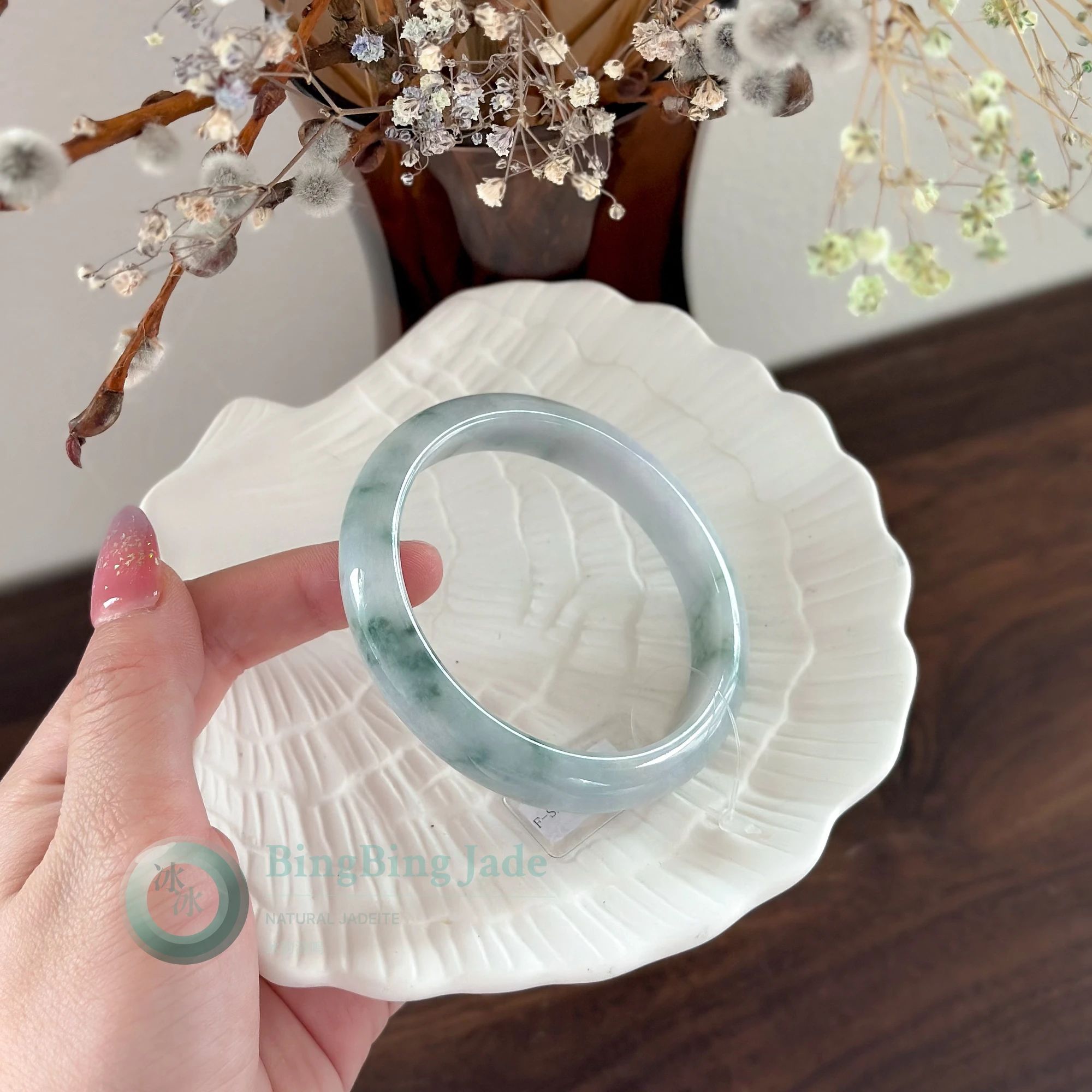 Lavender-Seafoam Floating Green Bangle 61mm