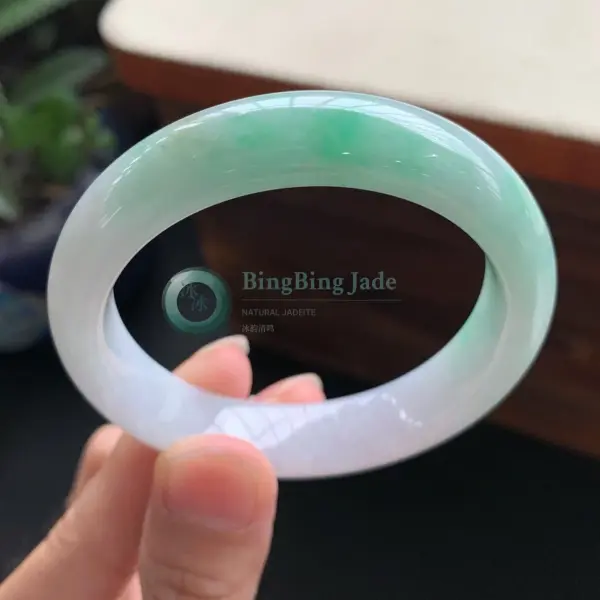 White with Floating Emerald Patches Bangle 51mm