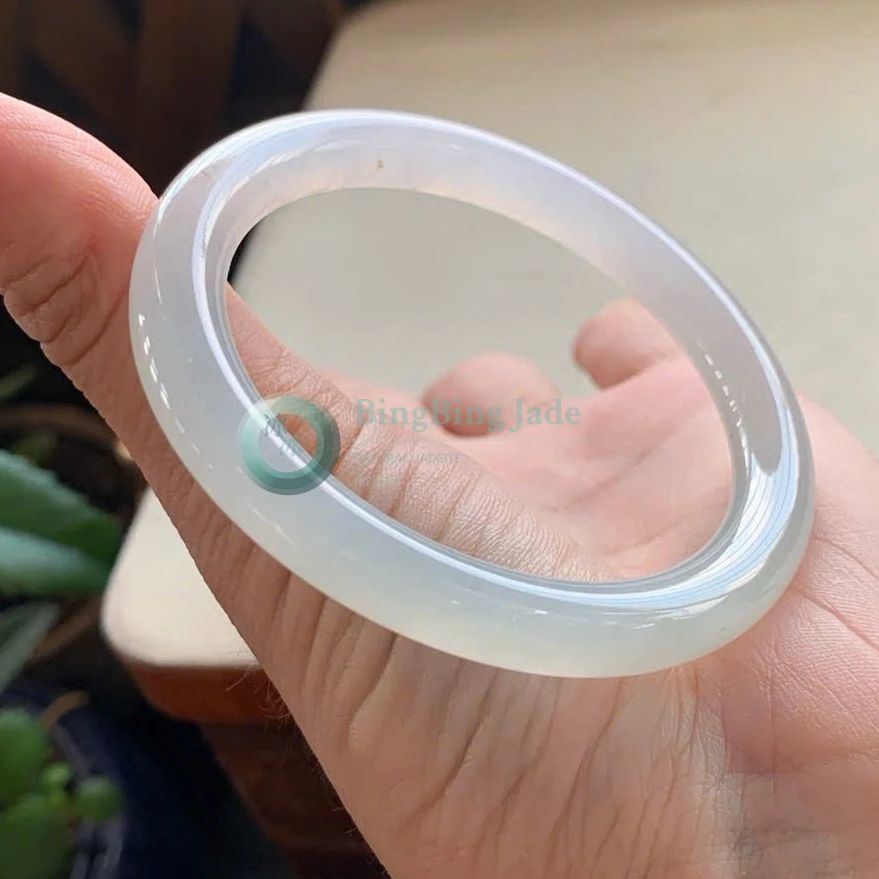 Icy White Jelly Bangle 53mm — Pure Luminous Glow