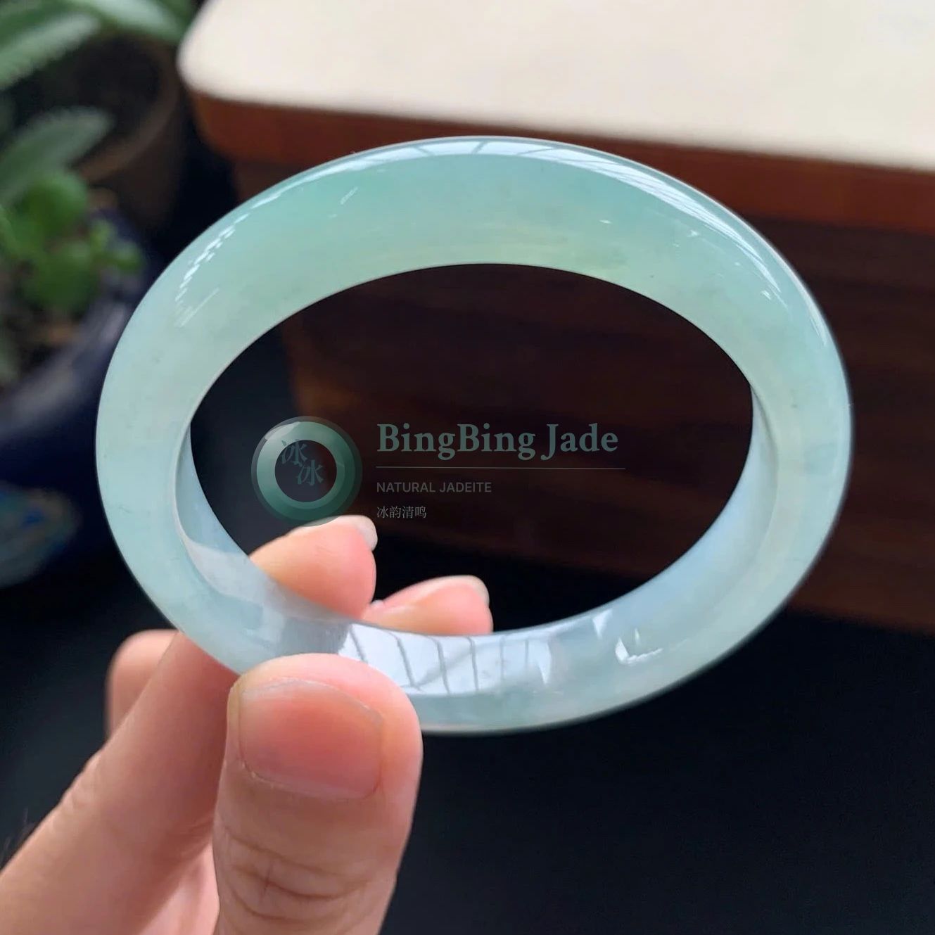 Icy Seafoam Glow Jadeite Bangle 50.9mm