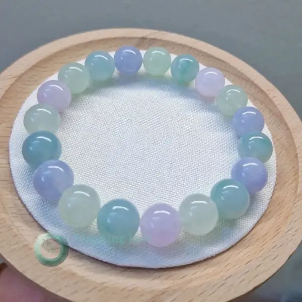 Pastel Trio Floating Rounds — Lavender, Seafoam & Icy Blue Jadeite Bracelet
