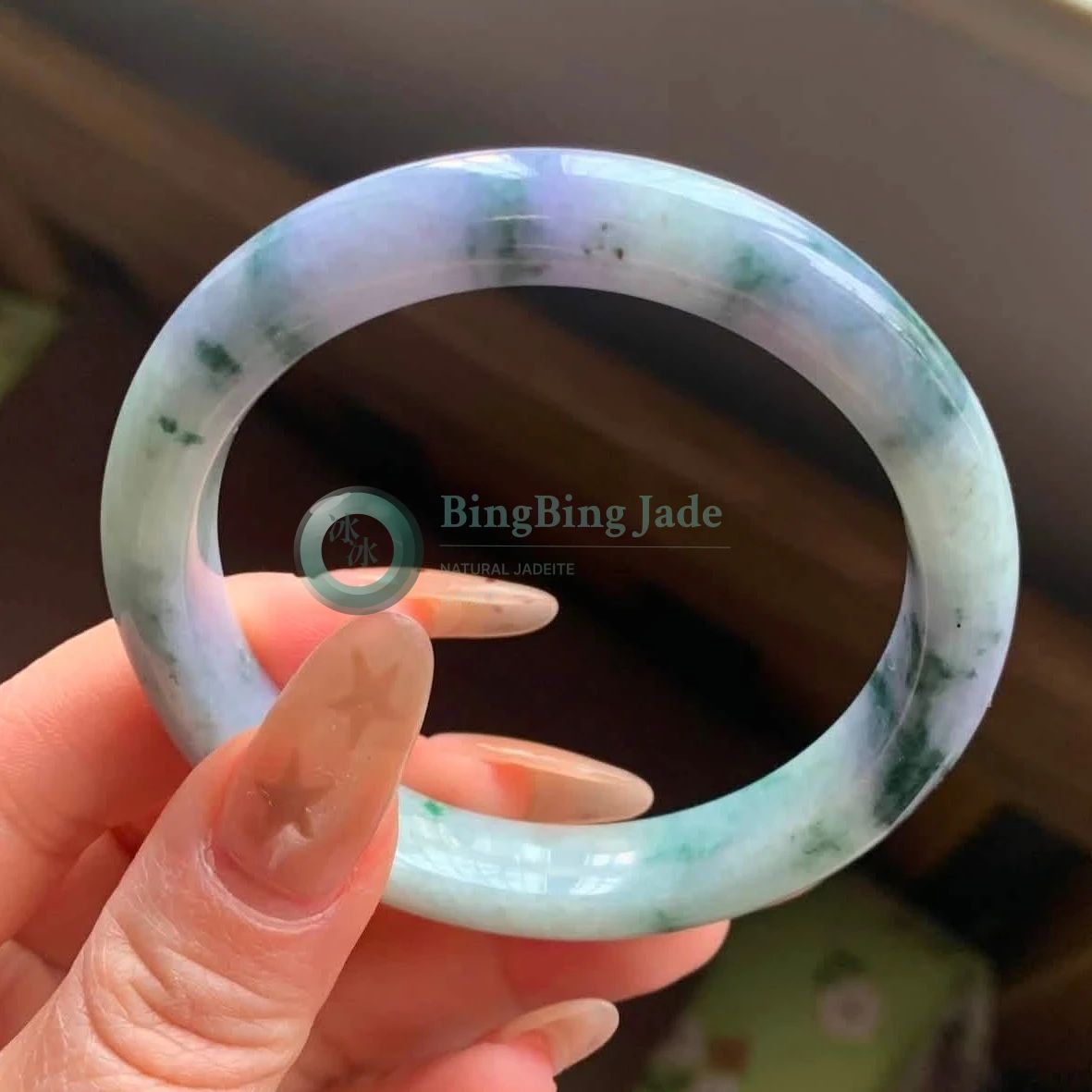 Monet Lavender Mist with Floating Emerald Clusters Bangle 56mm