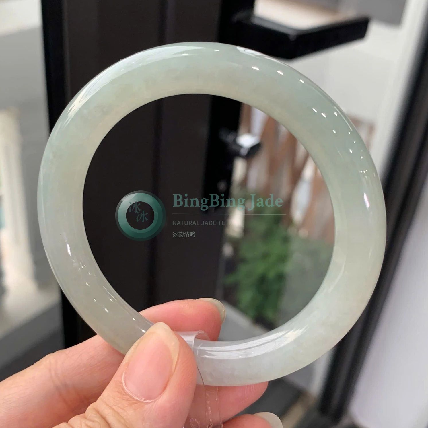 Smoky Tea-Green Jadeite Bangle 55.7mm