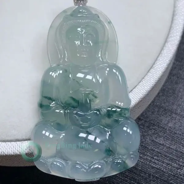 Icy Guanyin Pendant with Drifting Moss Veils — 46.4mm