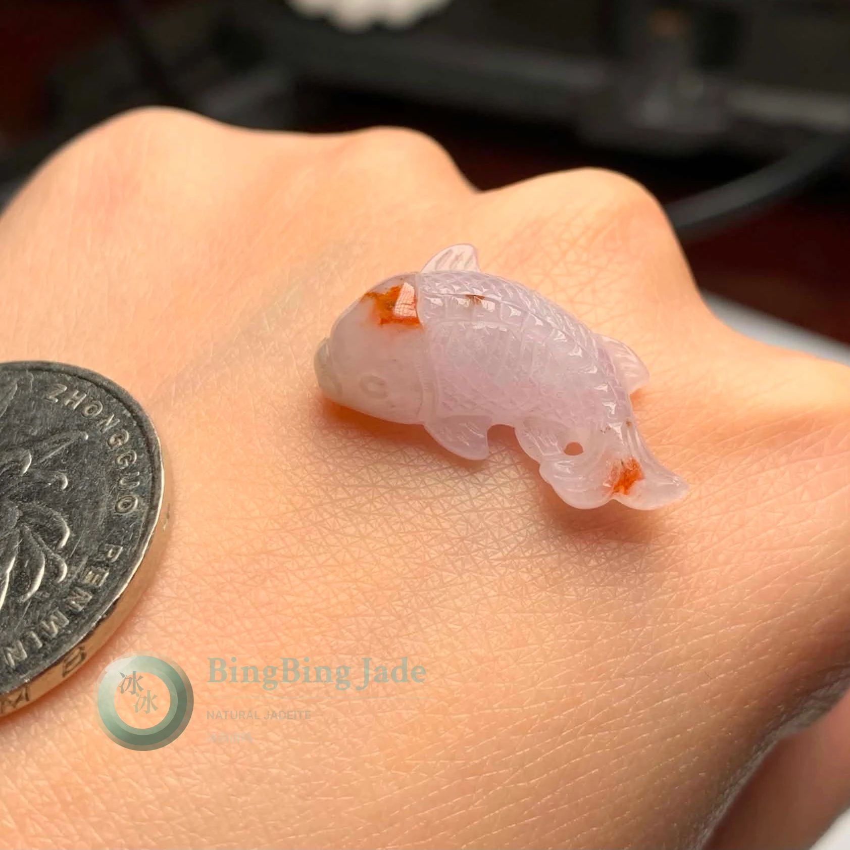 Lavender Mist Koi with Honey Skin Pendant