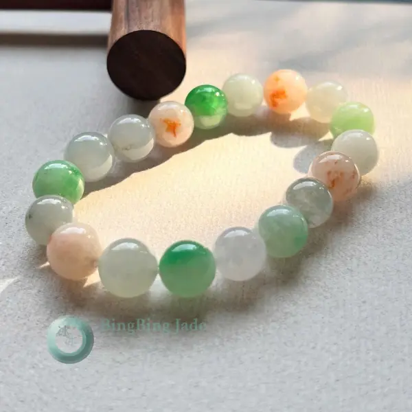 Spring Meadow Multicolor Jadeite Bead Bracelet 10.8mm