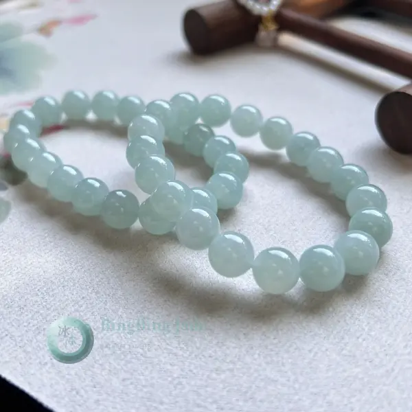 Sky Translucent Jadeite Bead Bracelet 10.3mm