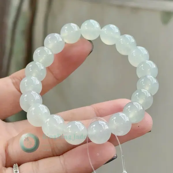 Icy Moonlight Jelly Jadeite Bead Bracelet 10mm