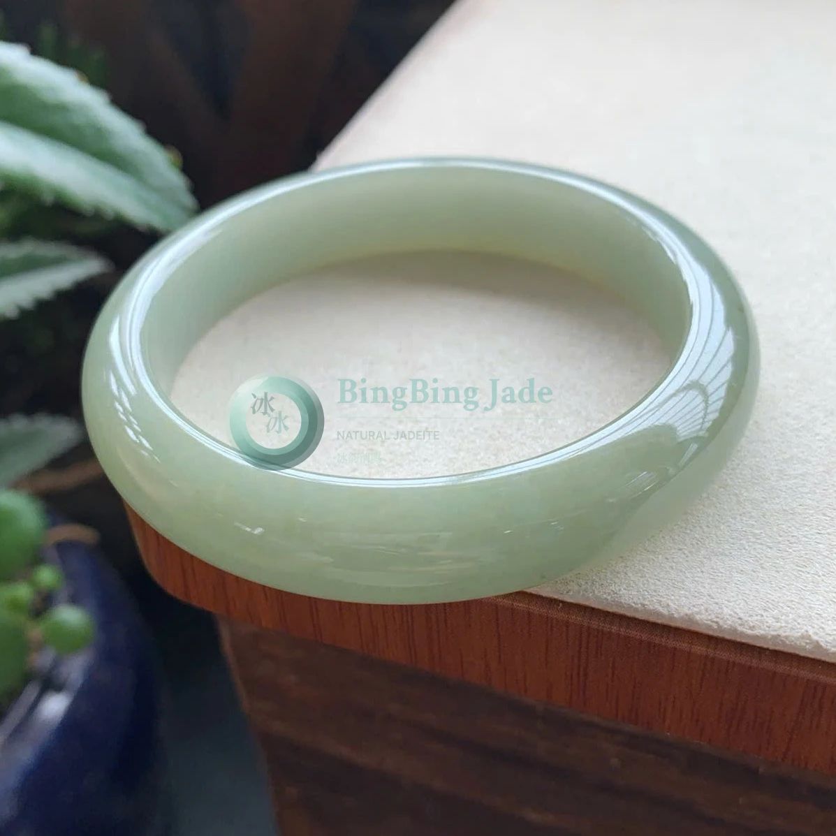 Honeyed Tea-Green Translucent Jadeite Bangle 55.6mm