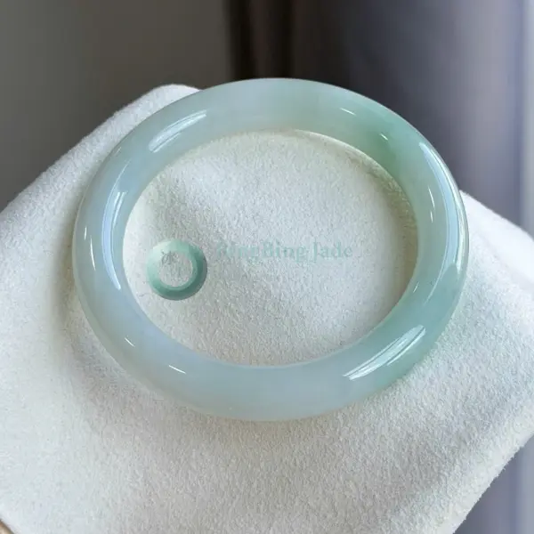 Pastel Aqua Jelly Bangle 52.7mm — Near-Icy Clarity with Soft Teal Drift