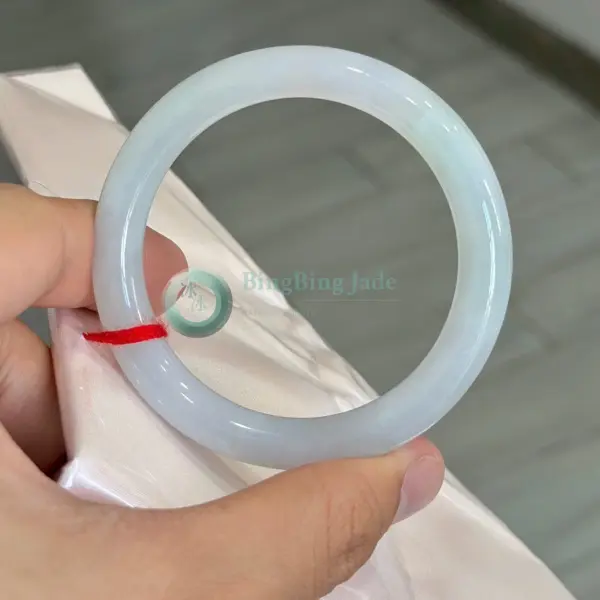 Neon Ice with Blue-Green Whisper — Round Rod Bangle 55mm