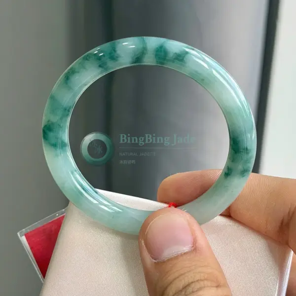 Floating Green Mist Round Bar Bangle 50.8mm