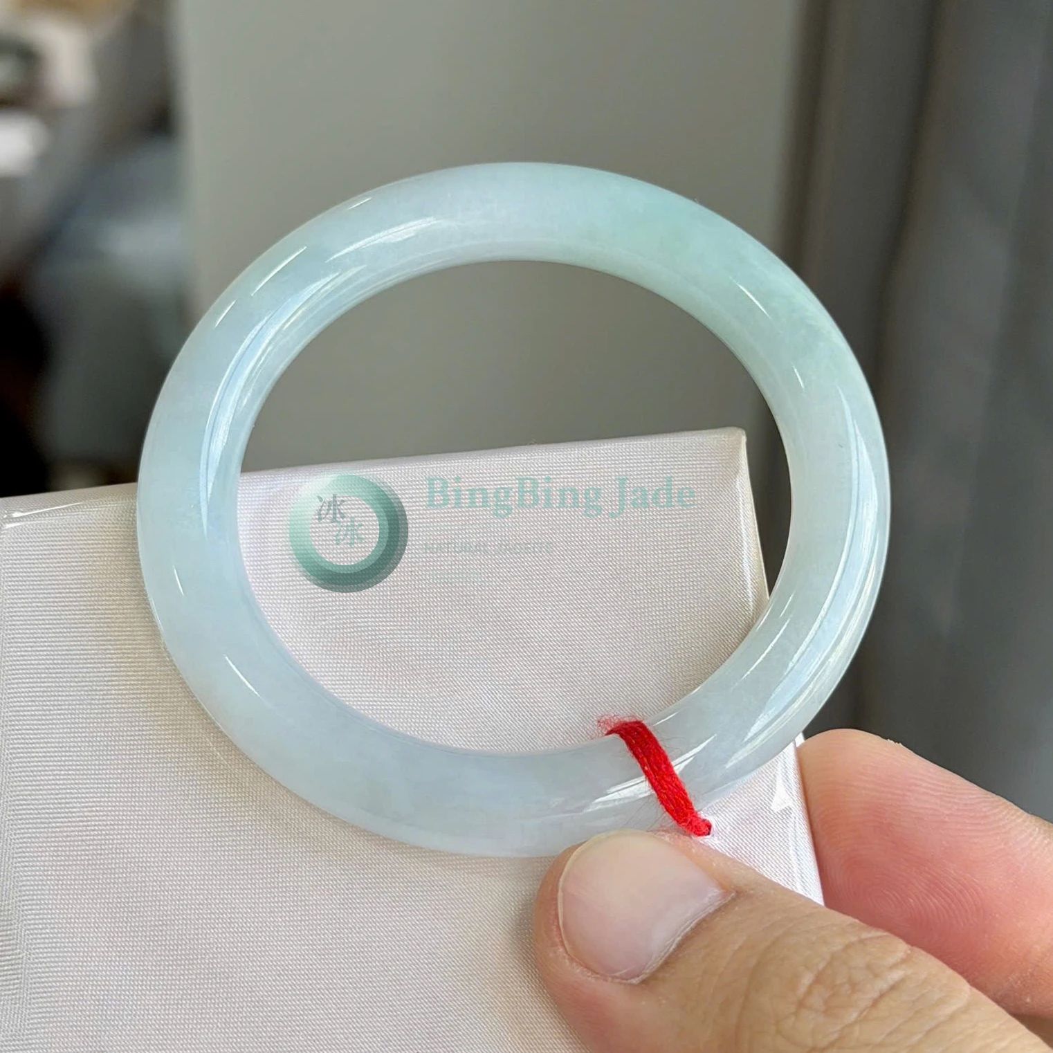 Baby Blue Glow Round Bar Bangle 54mm — Lake Aqua Glow Translucency
