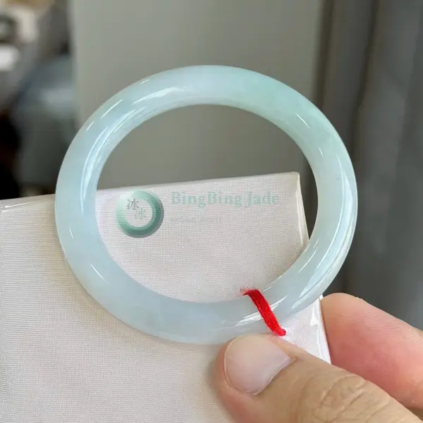 Baby Blue Glow Round Bar Bangle 54mm — Lake Aqua Glow Translucency