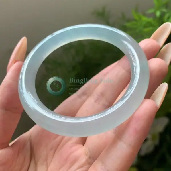 Icy Glacier Jelly Round Bangle 52mm — Pale Aqua Glow