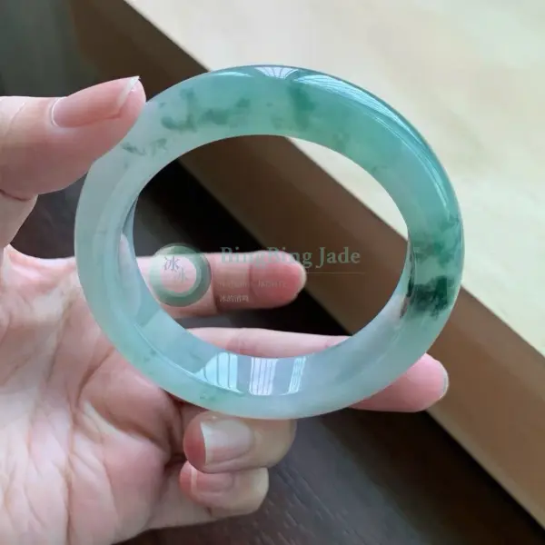 Icy Aqua with Floating Emerald Clouds Bangle 52.6mm
