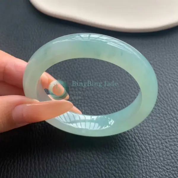 Icy Seafoam Jelly Bangle 50mm — Quiet Glow with Drifting Green
