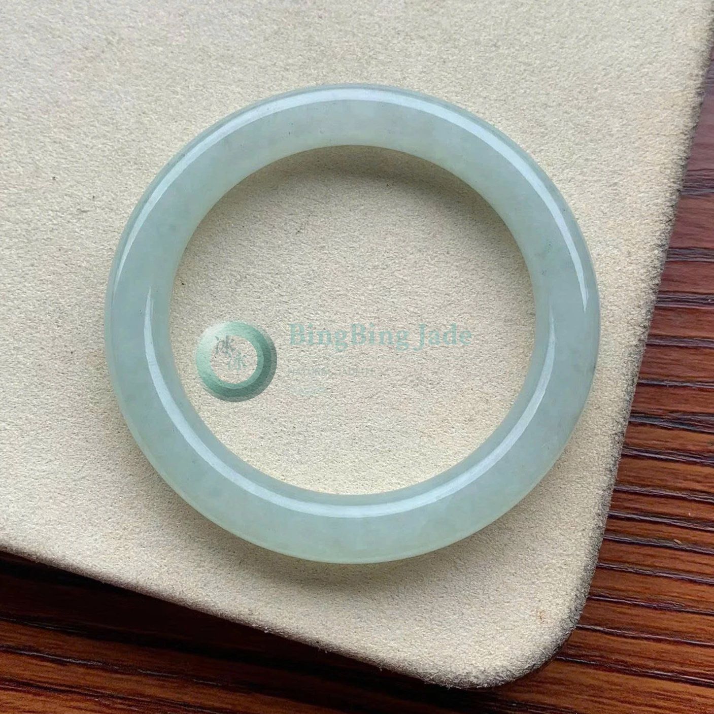 Icy Glutinous Pale Green Jelly Bangle 54mm — Soft Luminous Translucency