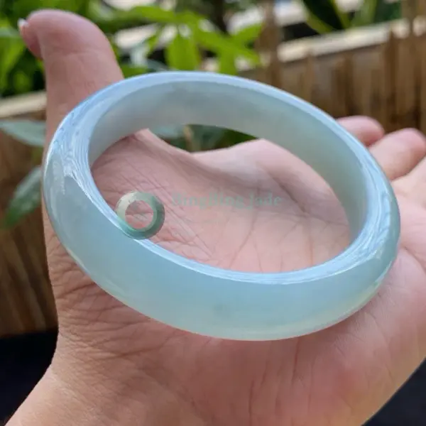 Pale Blue-Green Stillwater Jadeite Bangle 56mm