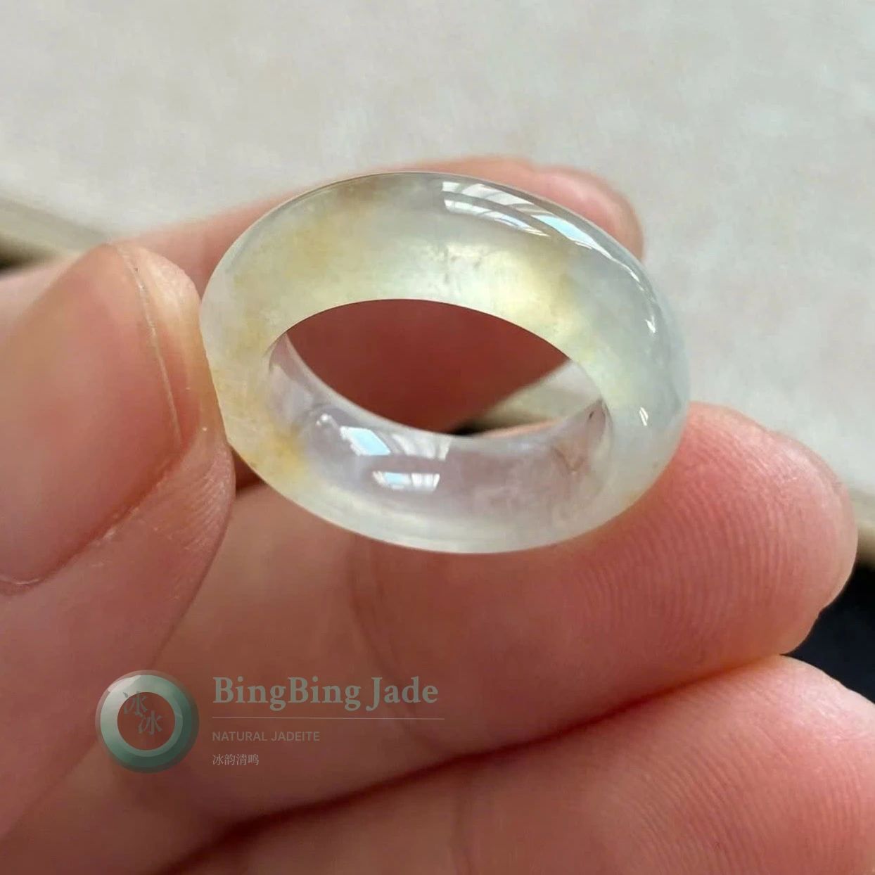 Icy Honey-Kissed Jadeite Ring 13.8mm