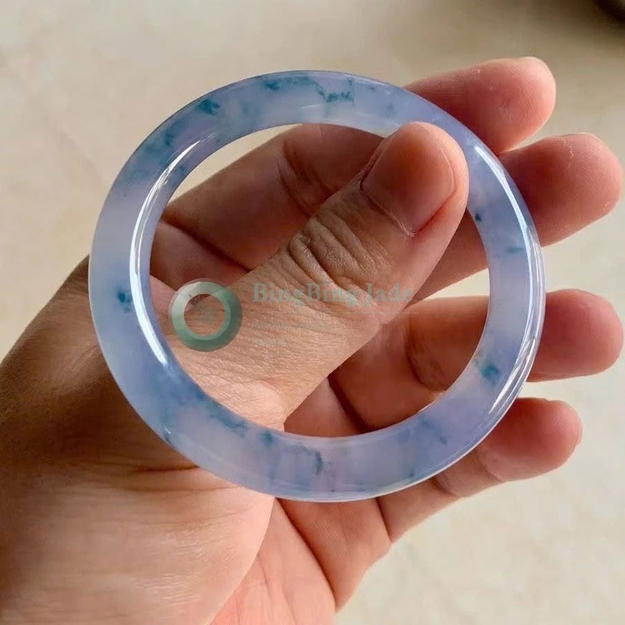 Icy Lavender Monet with Drifting Blue Blooms Bangle 51mm