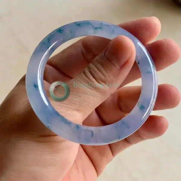 Icy Lavender Monet with Drifting Blue Blooms Bangle 51mm