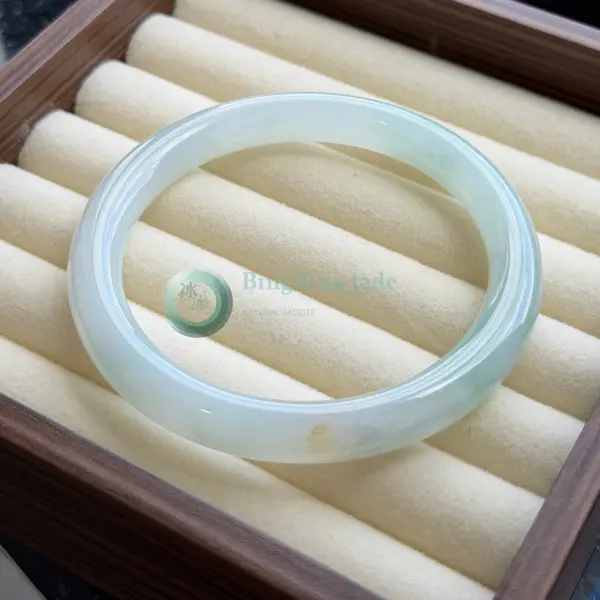 Icy Glutinous Bluish-Green Glow Bangle 59mm