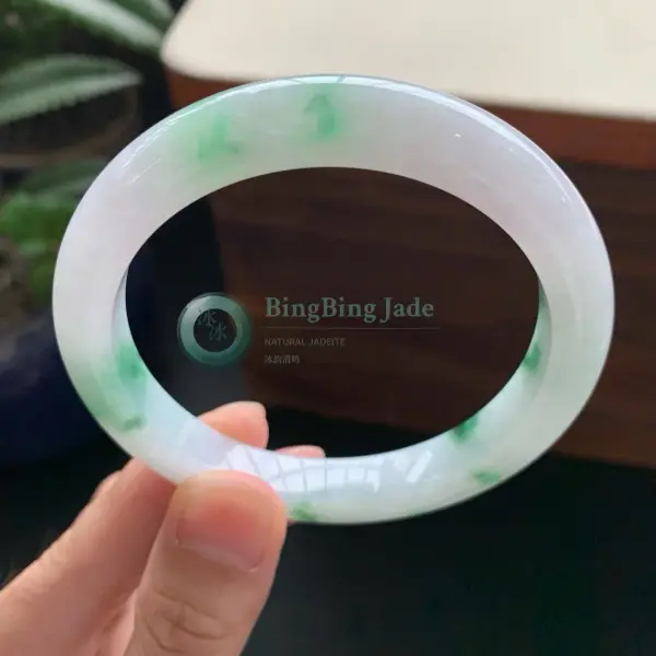 Pale Lavender with Scattered Emerald Blossoms Bangle 58mm