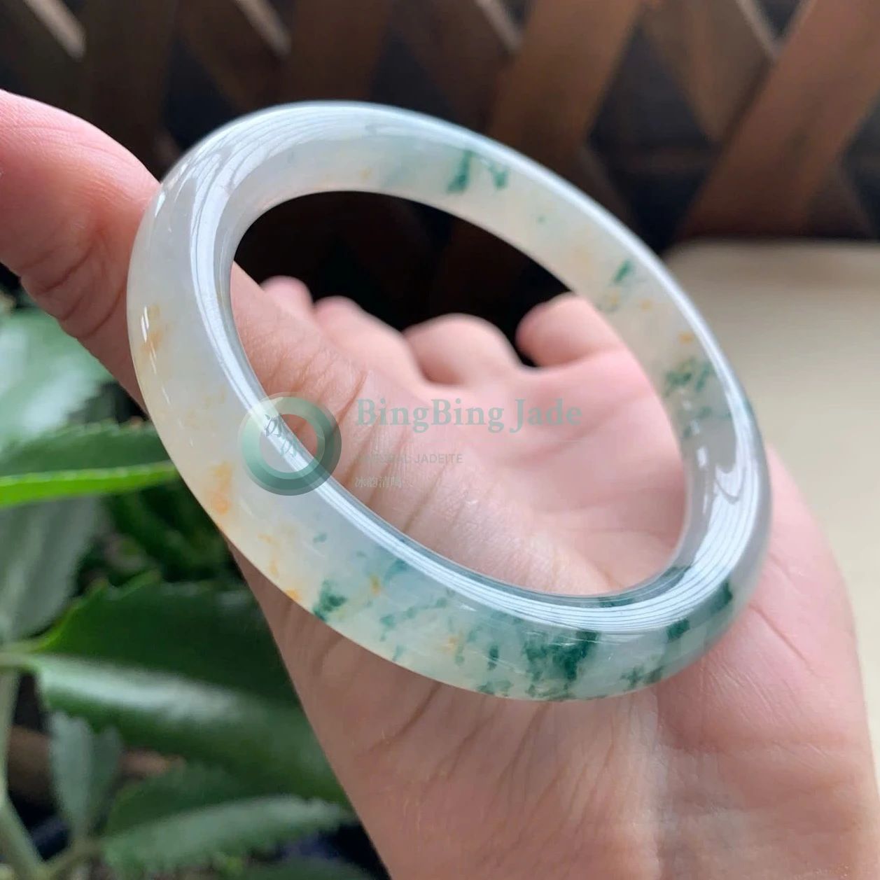 Sunflower Field — Icy Lavender Bangle with Emerald Drifts and Golden Bloom 55.7mm