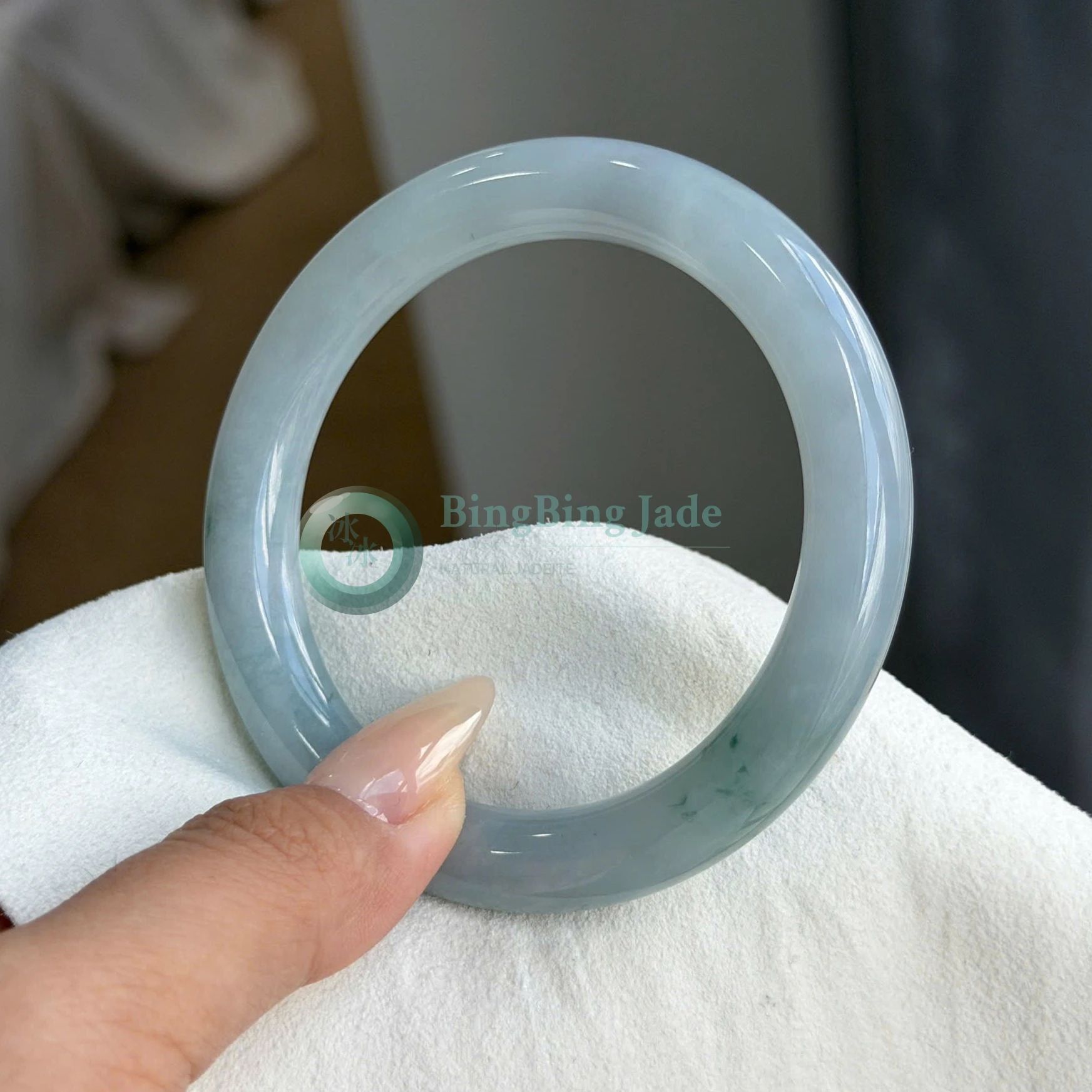 Lavender-Blue Monet Float Jadeite Bangle 56mm