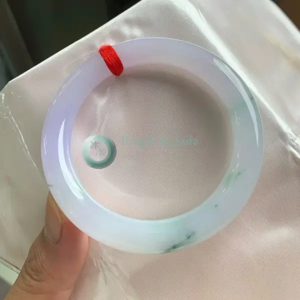 Icy Lavender Glow with Emerald Wisps Bangle 57mm