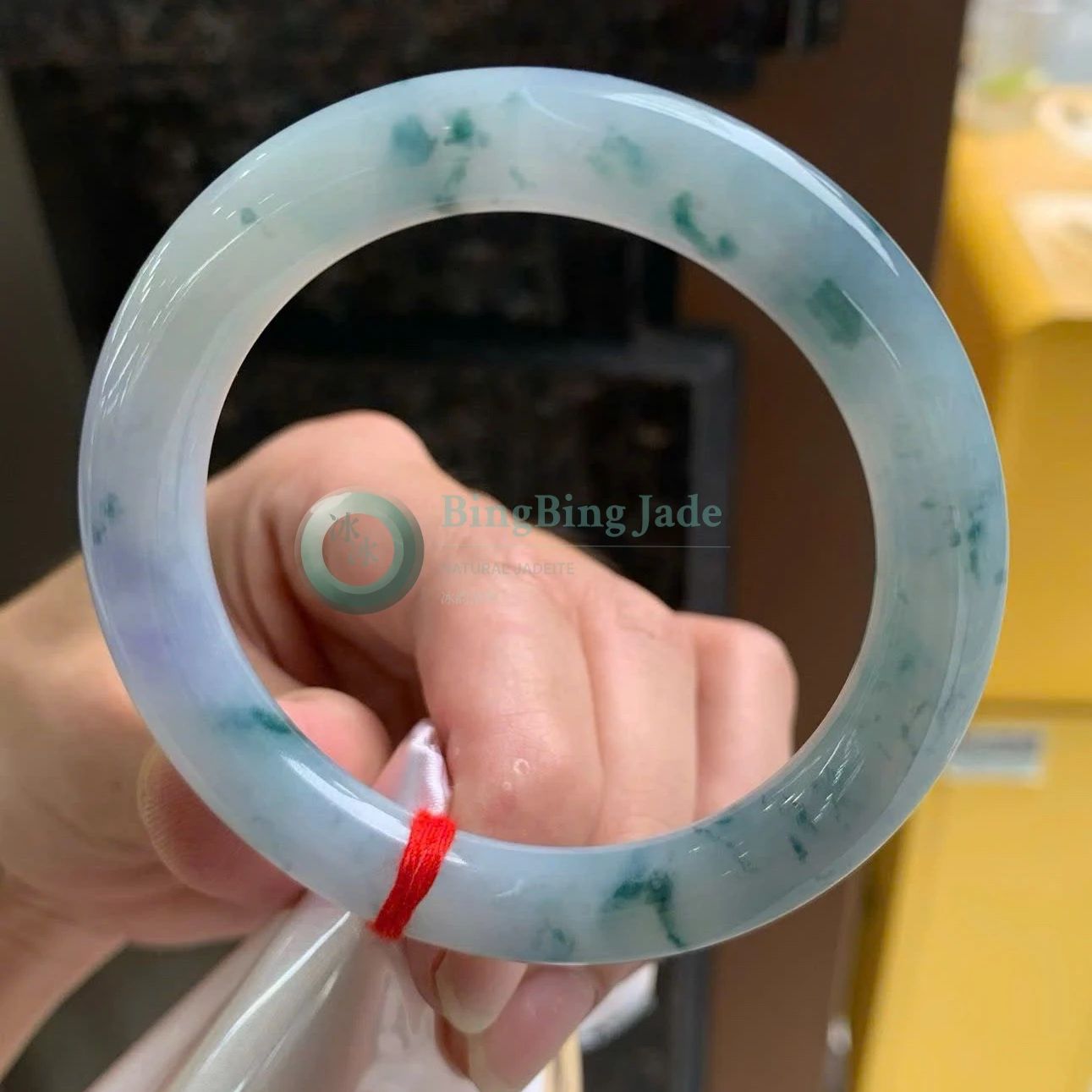 Monet Mist with Floating Emerald Clouds Bangle 56.5mm