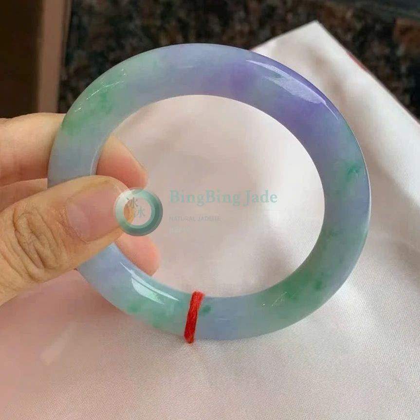 Lavender Mist with Spring Green Veins Round Bangle 55mm