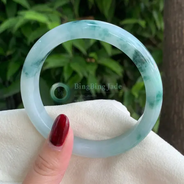 Celadon with Floating Emerald Clouds Bangle 60.8mm
