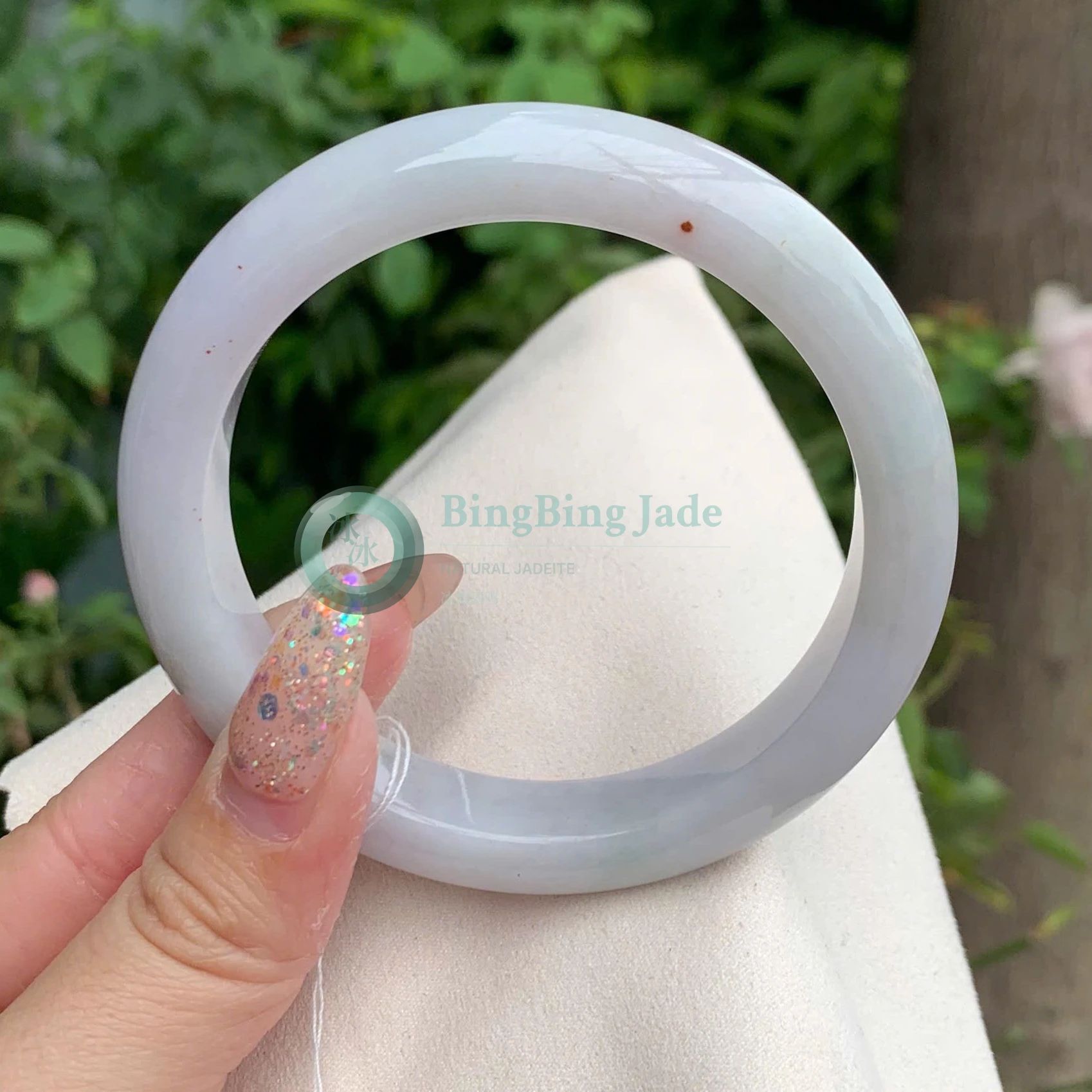 Lavender Mist Jadeite Bangle 58mm — Soft Lilac Glow