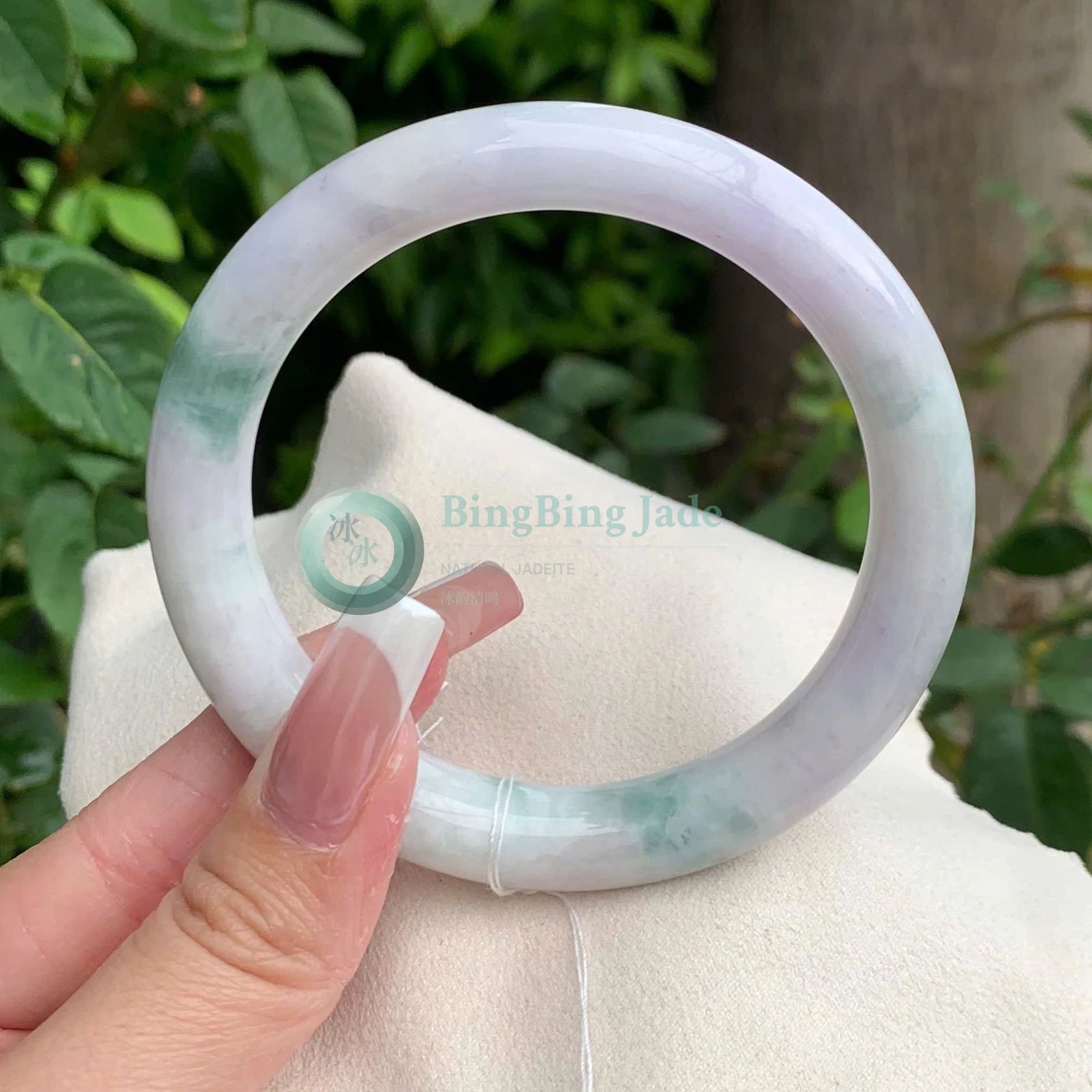 Lavender Mist with Floating Green Patches Bangle 58mm