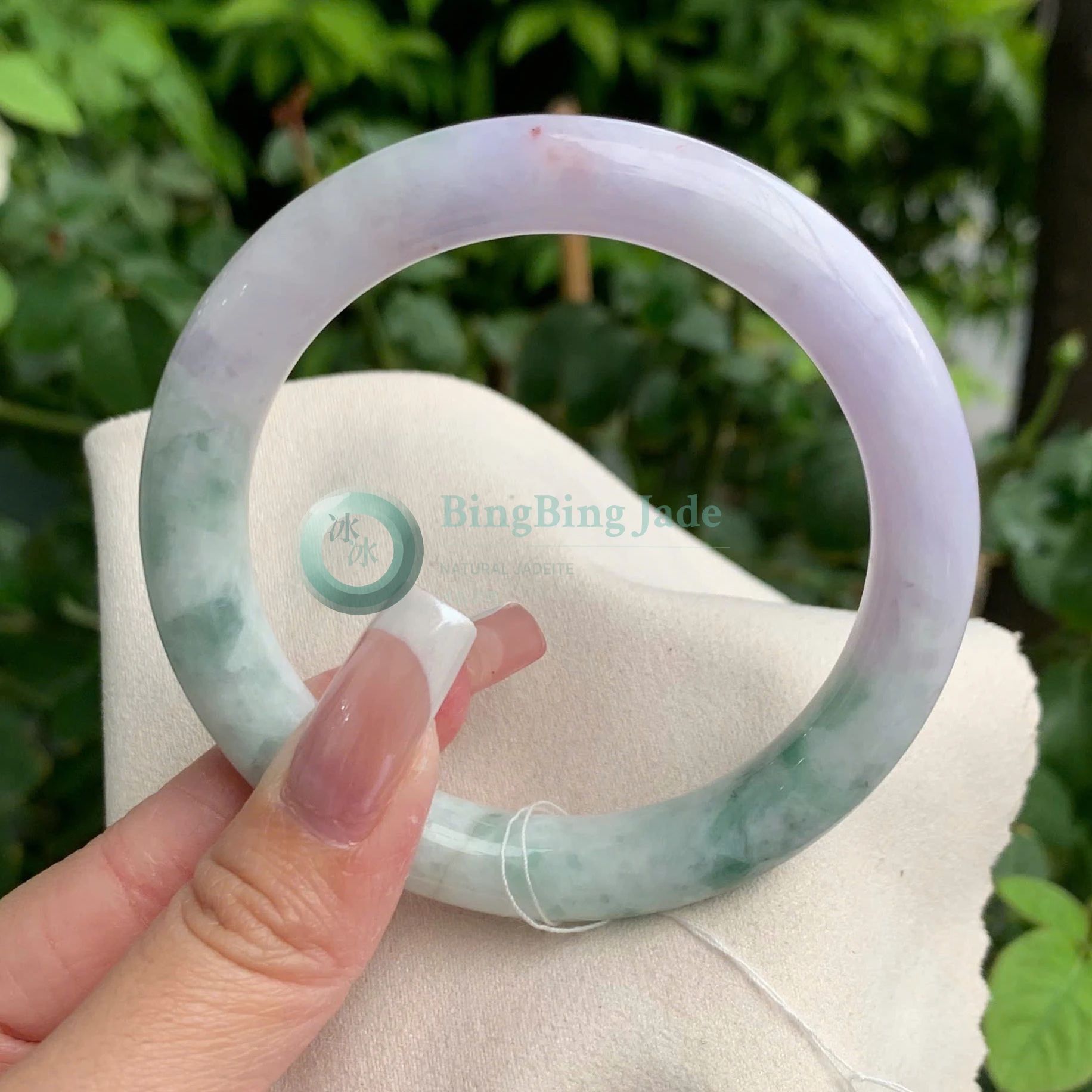 Lavender Drift into Spring Green Jadeite Bangle 58mm
