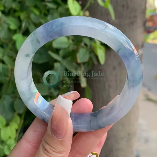 Misty Lavender-Blue Icy Round Bangle 58mm