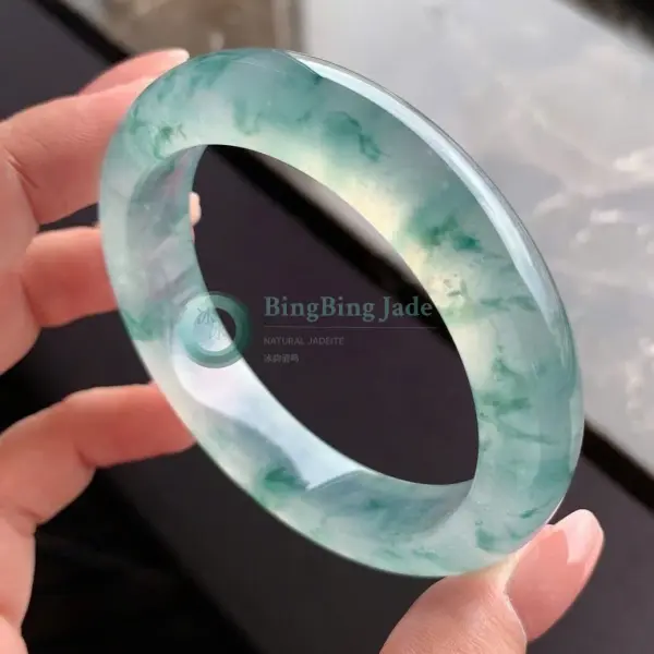 Icy Floating Bloom Jadeite Bangle 53.8mm