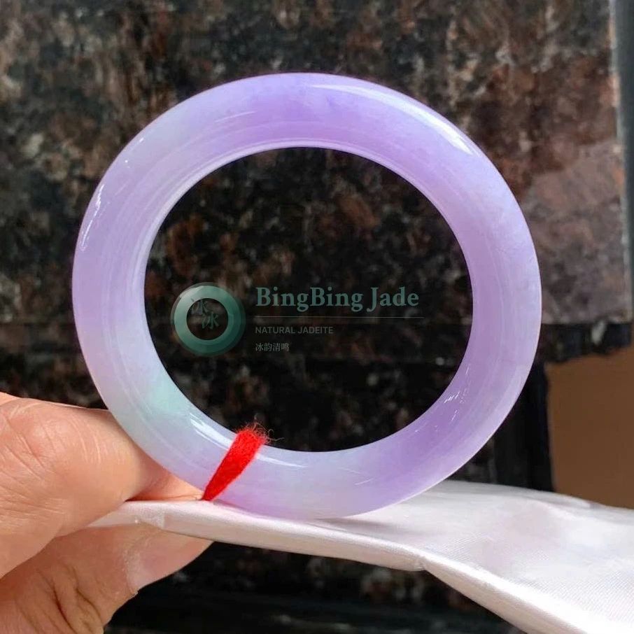 Lavender Spring Chopstick-Cut Bangle 52mm — Soft Lilac Jelly Glow