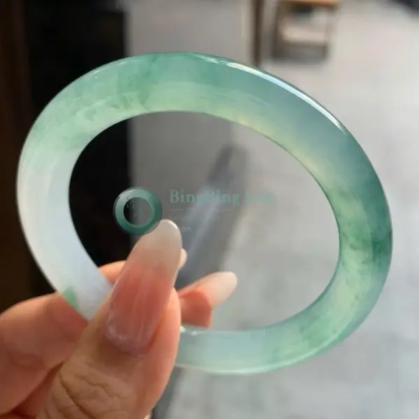 Spring Mist with Emerald Bloom Jadeite Bangle 51mm