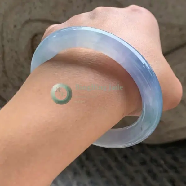 Icy Lavender-Blue Jelly Bangle 52mm — Floating Spring Haze