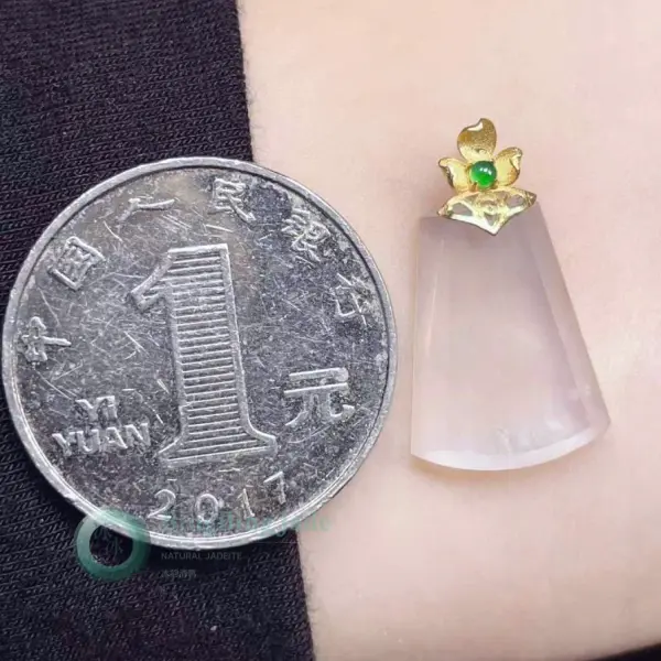 Icy Veil Trapezoid Pendant with 18K Gold Lotus Bail