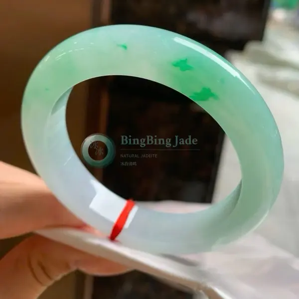 Mint Seafoam with Vivid Emerald Blooms Bangle 55mm