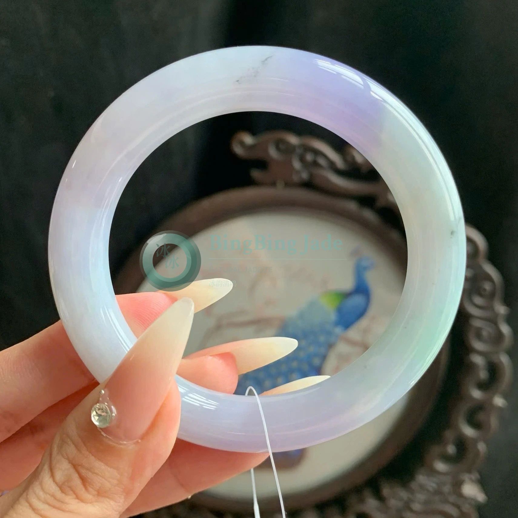 Lavender Clouds Jelly Jadeite Bangle 54.5mm