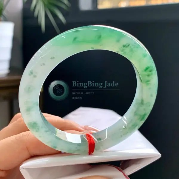 Spring Mist with Emerald Blooms — Round Bangle 52.6mm