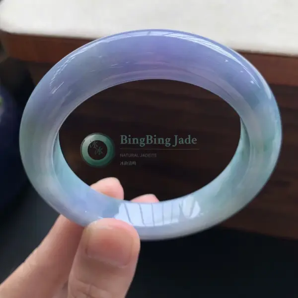 Lavender-Mint Jelly Bangle 54mm — Soft Violet Drift over Icy Celadon