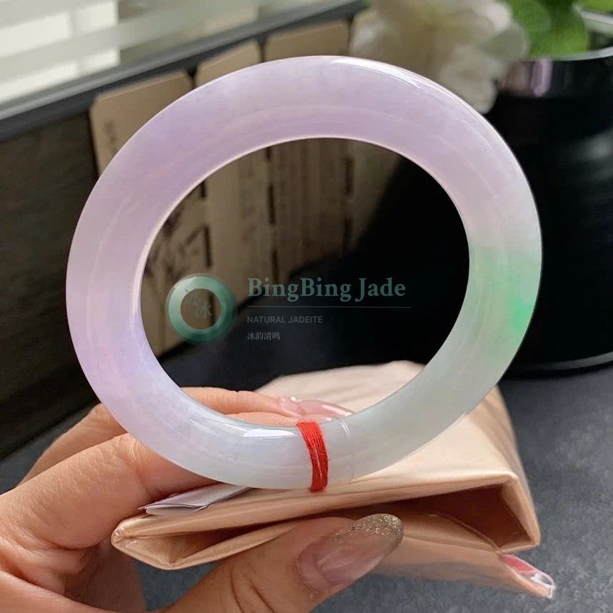 Lavender Mist with Spring Green Drift — Round Bangle 55mm
